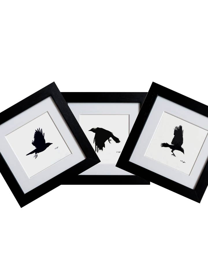 Original Art Mini Charcoal Pencil Crow Drawings for wholesale by Drawing In Dark