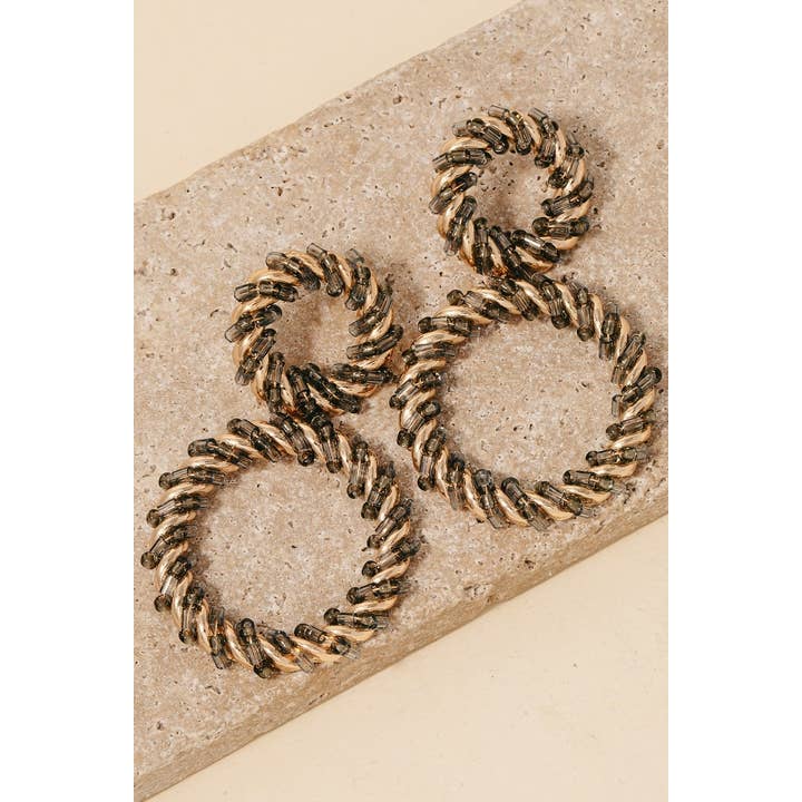 Anarchy Street - Wholesale Dangle Earrings - Bead And Wire Metallic Braid Hoops Dangle Earrings