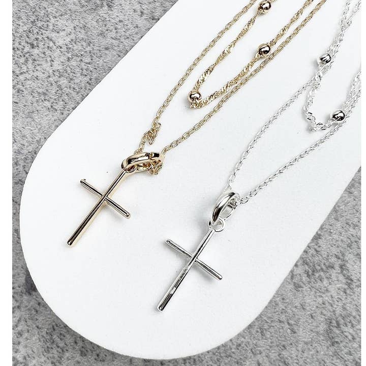 MSNK122164 - Trendy Cross Pendant Necklace for wholesale by JHP Collection