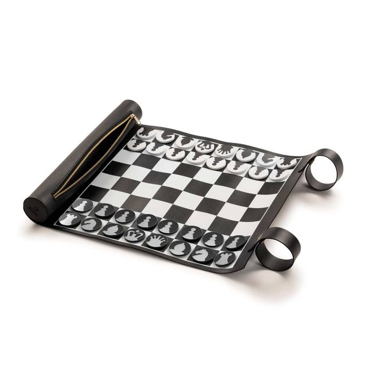 Leather Chess/Checkers Set for wholesale by Waterdale Collection