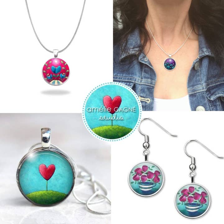 Amélie Gagné Studio – wholesale Dangle earrings – Purple Glass Drop Earrings "Purple Haze"