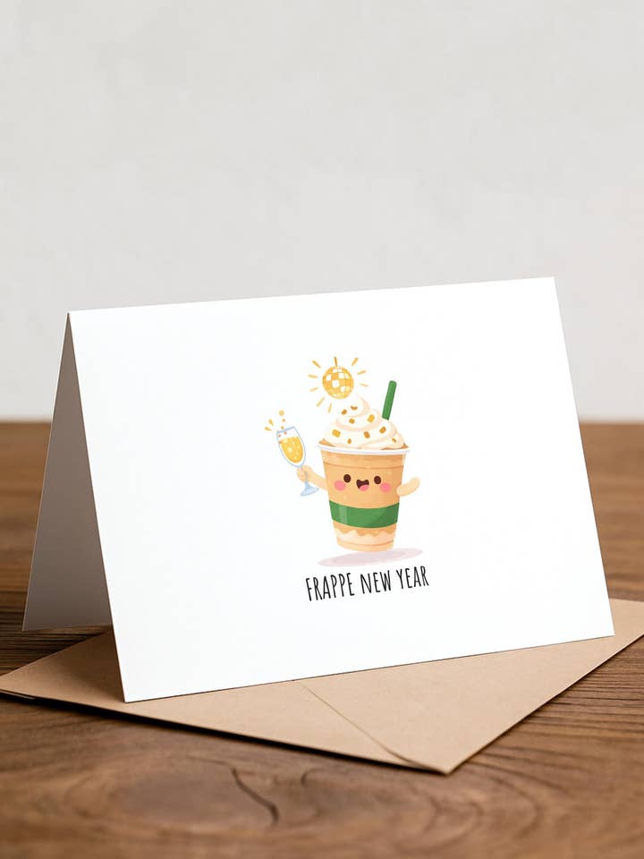 Rolig Frappe Nyårskort: Champagne Skål, Helgordvits för wholesale av Chewy Lemon Studio