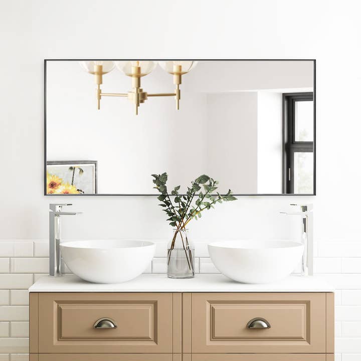 Brio Lighting - Wholesale Wall Mirror - Reflections Modern 30x60" Black Aluminum Framed Wall Mirror