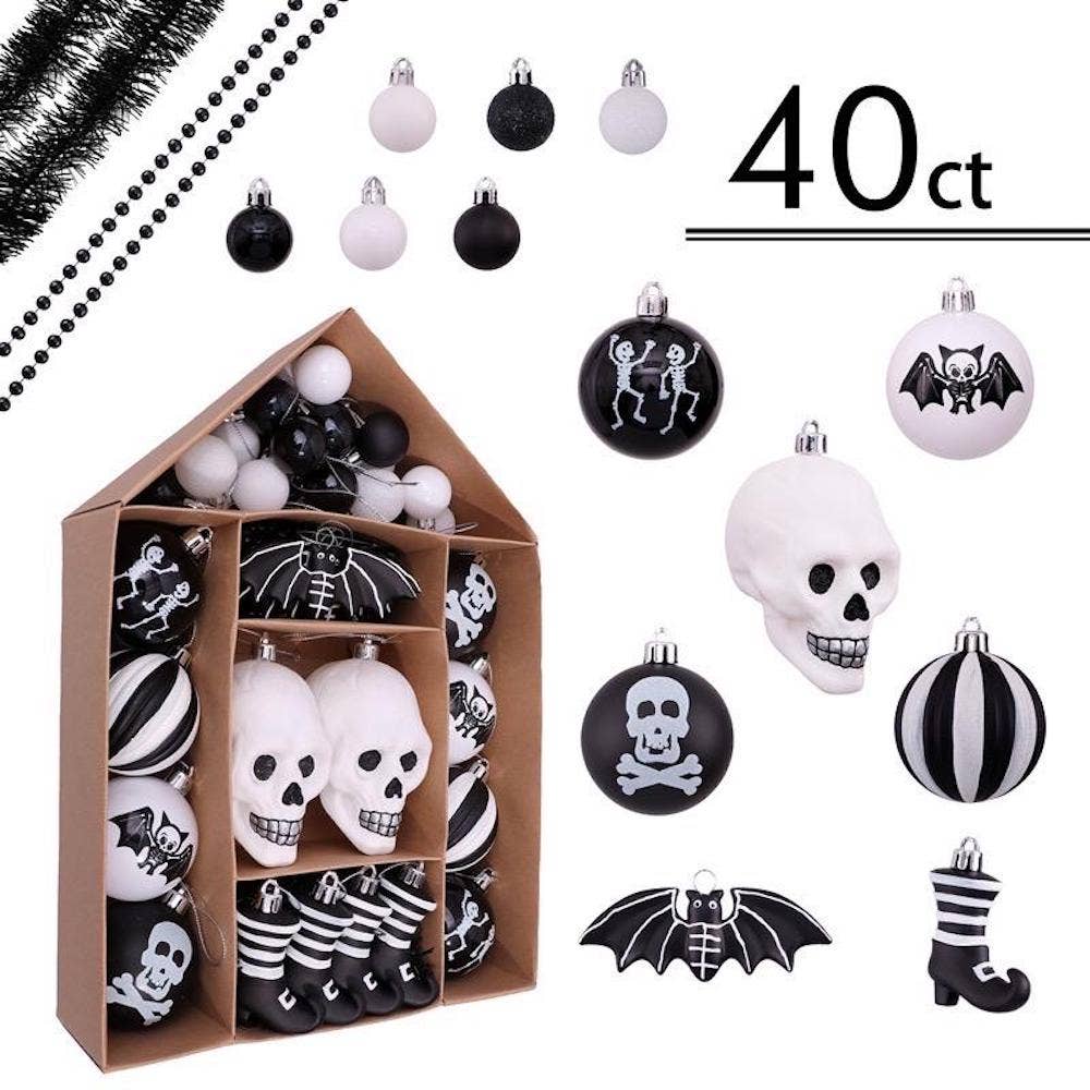 OrnamentallyYou – Conjunto de ornamentos por atacado – Conjunto de ornamento preto e branco esqueleto de Halloween3