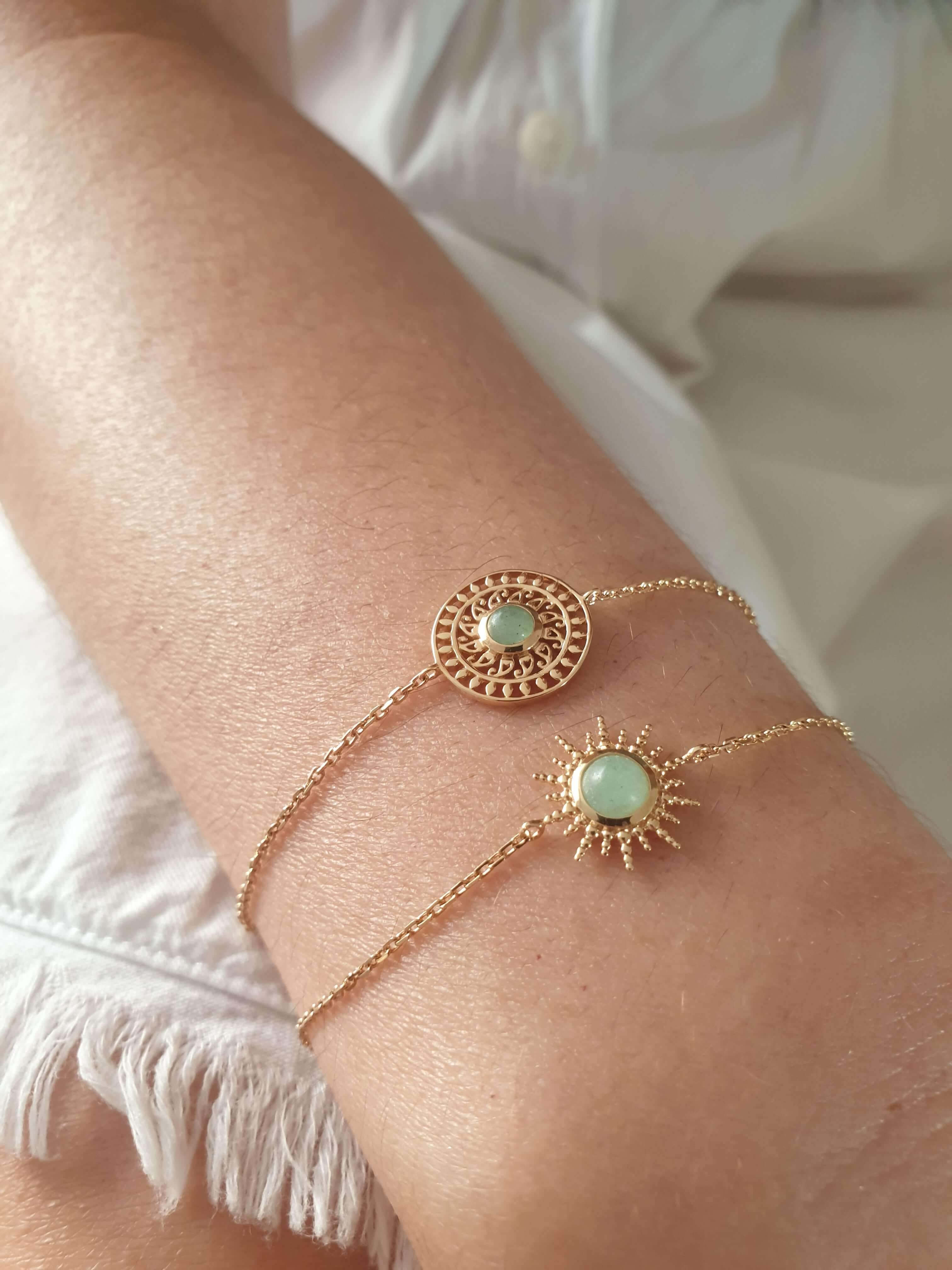 SIUKA - Wholesale Charm/Dangle Bracelet - Gold-plated bracelet “sun” with aventurine3