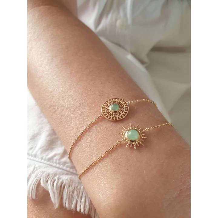 SIUKA - Wholesale Charm/Dangle Bracelet - Gold-plated bracelet “sun” with aventurine3