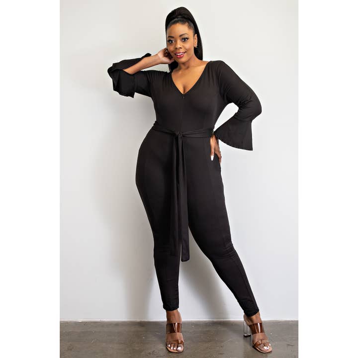 Curve Market – Großhandel Jumpsuit – Damen – OVERALL MIT GLOCKENÄRMELN UND REISSVERSCHLUSS VORNE1