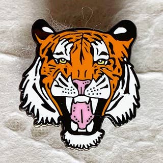 roaring tiger hard enamel pin for wholesale by free in the lines