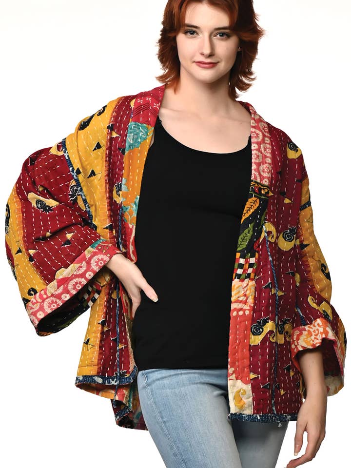 Sevya Handmade - Vendita all'ingrosso Kimono - Donna - Giacca Kimono Kantha reversibile in cotone1