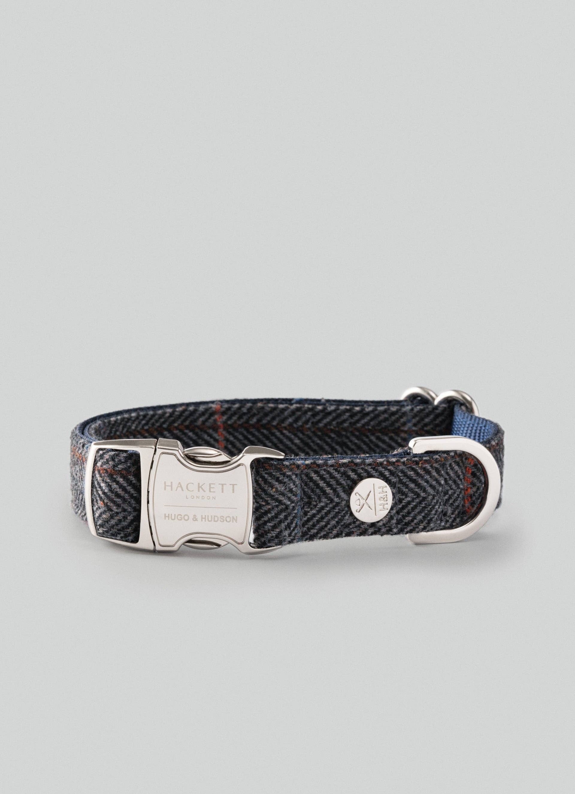 Hugo & Hudson - Wholesale Pet Collar - Dog - Hackett x Hugo Hudson Grey Checked Tweed Dog Collar