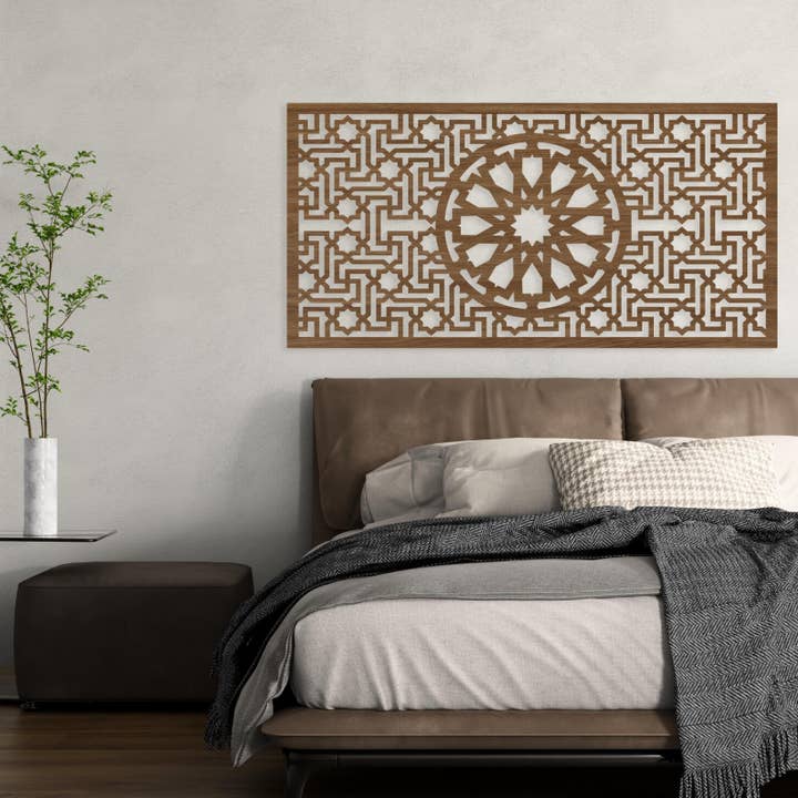 LaMaisonBerbere – wholesale Wall Accent – Spiritual Lotus Wall Decor - Intricate Wood Cutout Panel2