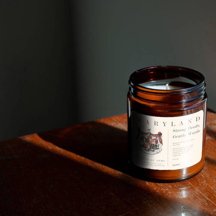 Valiant Candle - Wholesale Jar/Filled Candle - Maryland 1876 Coat of Arms Candle1