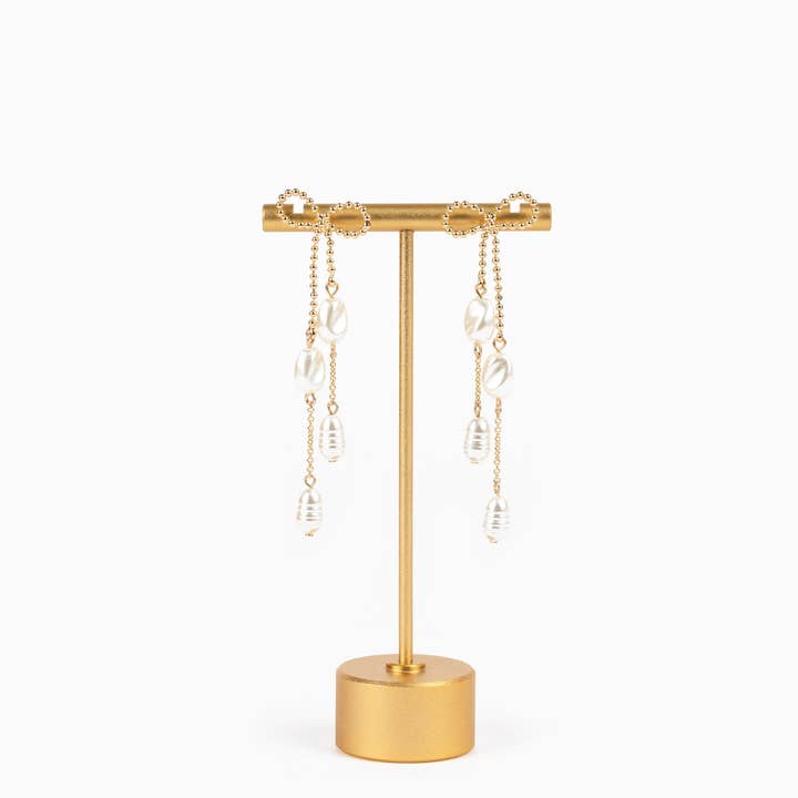 Sessori - Wholesale Dangle Earrings - Long Bow Pearl Deco Drop Earrings2