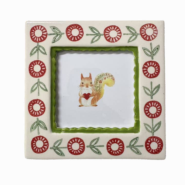 Hand-painted Ceramic Photo Frame, Green Flower for wholesale by ChagoArt
