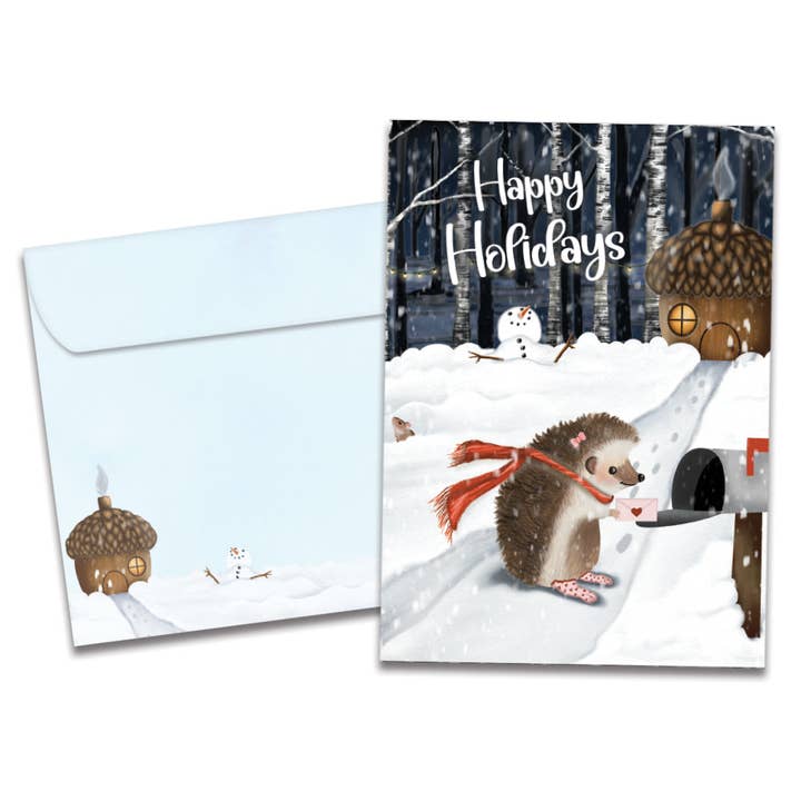 Hedgehog Joy Holiday SKU 22533 for wholesale by Tree-Free Greetings