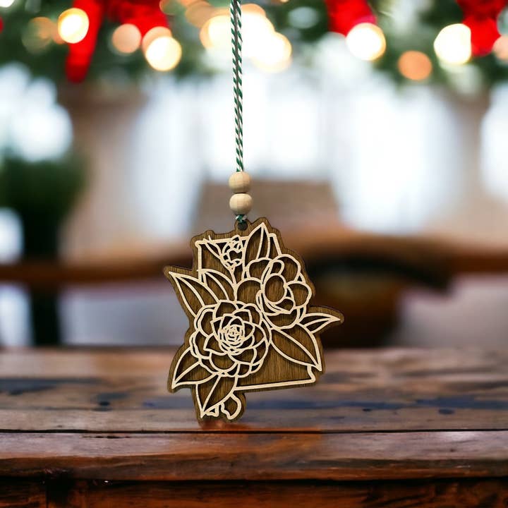 BoldLifeDesign - Wholesale Ornament - Alabama State Flower Ornament - Camellia Ornament1