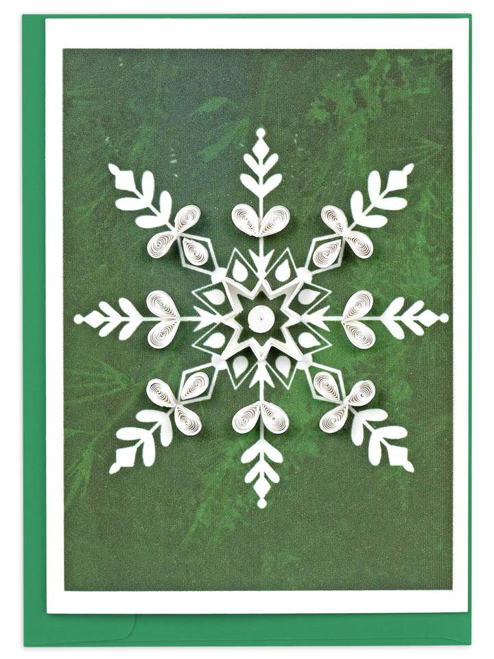 Snowflake on Pine Gift Enclosure Mini Card for wholesale by Quilling Card