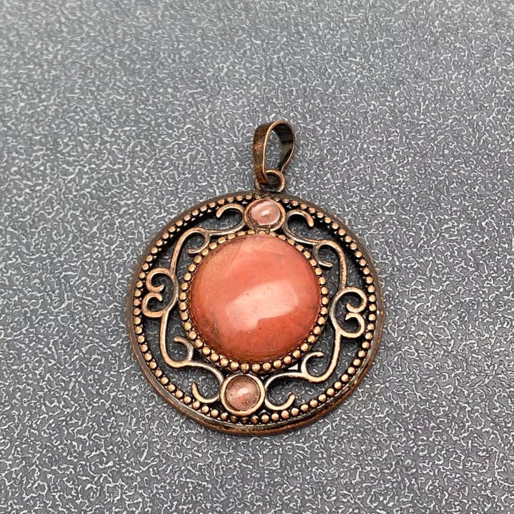 Mio Queena - Wholesale Individual Charm/Pendant - Vintage Natural Stone Hollow Circular Charm Pendant - CS29
