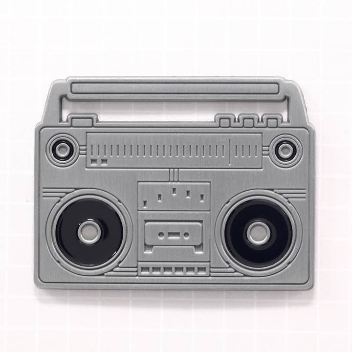 Boombox 1980! - Antique Silver Enamel Pin for wholesale by 1980who