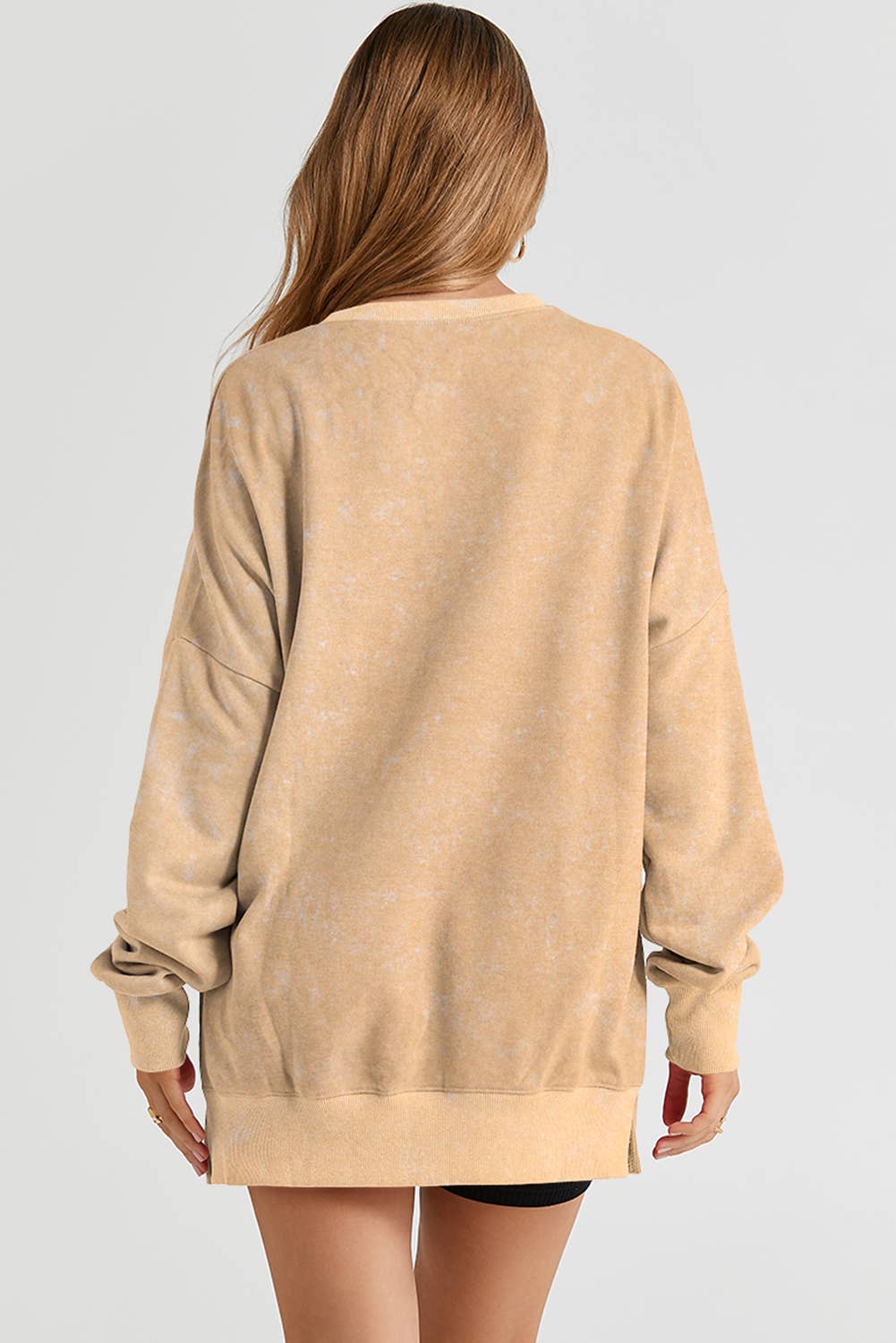 Kaki Khaki Drop Shoulder Geribde Zoom Oversized Sweatshirt voor groothandel op Faire4