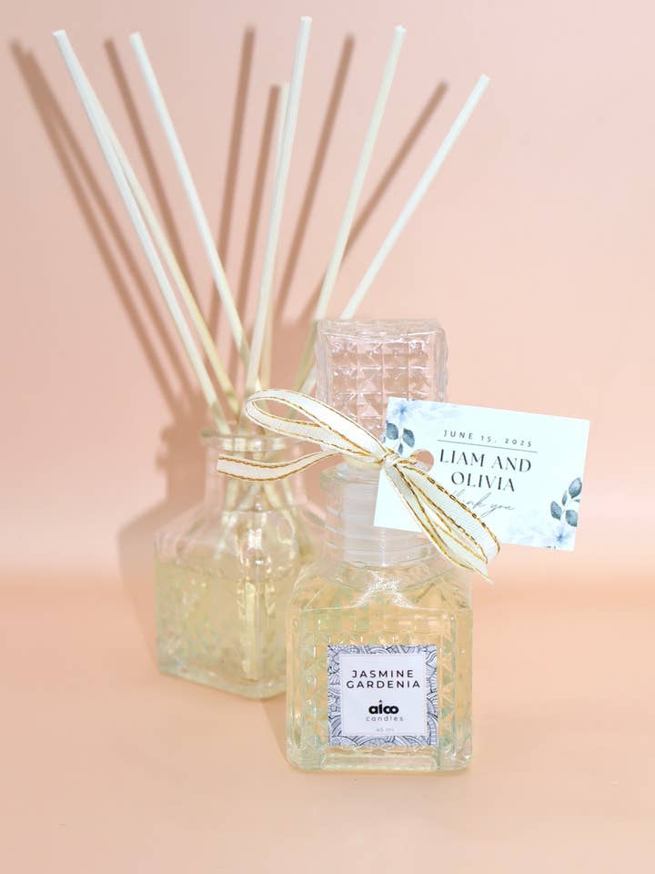 Personalized Wedding Favors - Reed Diffusers | Engagement Party Favors for wholesale by alCo Candles