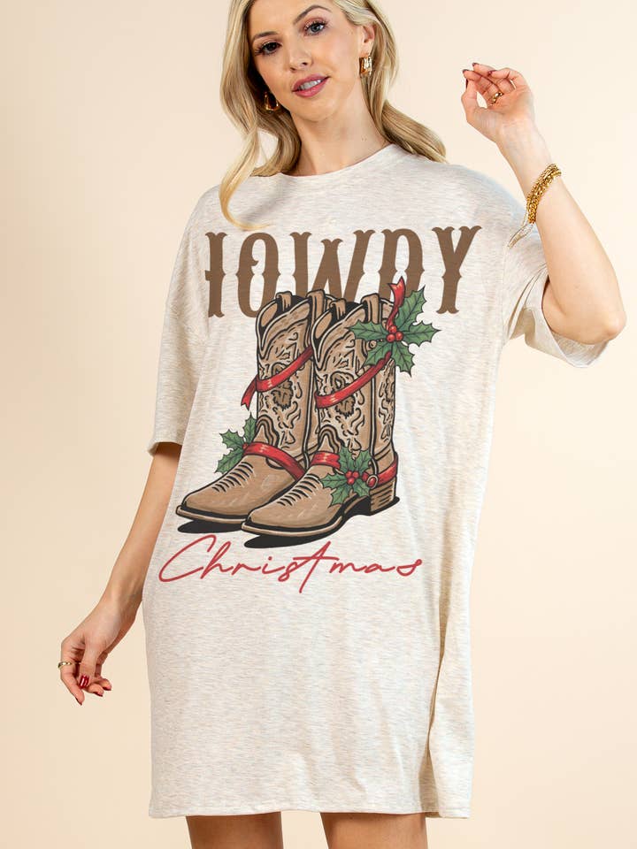 Av1202-6761-Rolly Abito Mini T-Shirt con Stampa Natalizia Howdy per la vendita all'ingrosso da parte di Nylon Apparel