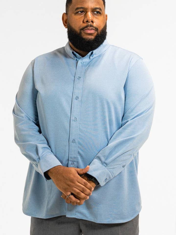 Commuter Long Sleeve Shirt Heather Blue for wholesale by Regent Row