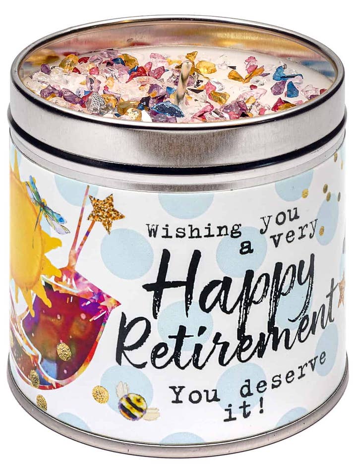 JUST BECAUSE CANDLES – HAPPY RETIREMENT for wholesale by Best Kept Secrets
