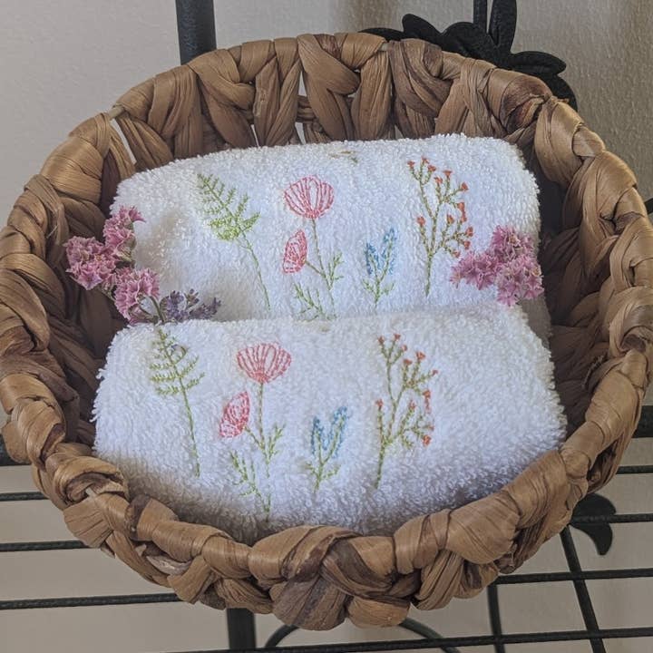 Nordlinen - Wholesale Wash cloth - Floral Embroidered Washcloth. 30x30 Soft mini napkin6