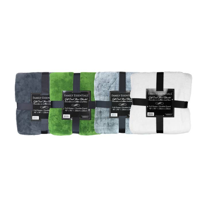 Arkwright Home - Wholesale Bedding Blanket - Family Essentials Coral Fleece Blanket - Bed Size Options