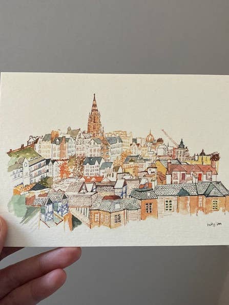 A6 Mini Edinburgh print - Postcard - watercolour - painting - gift for wholesale by Kelly Zou