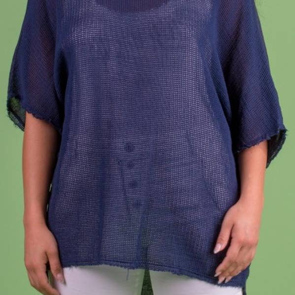 Fish Net Front Linen Kaftan for wholesale by Gigi Moda