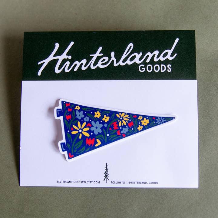 Floral Outdoorsy Pennant Sticker for wholesale by Hinterland Goods