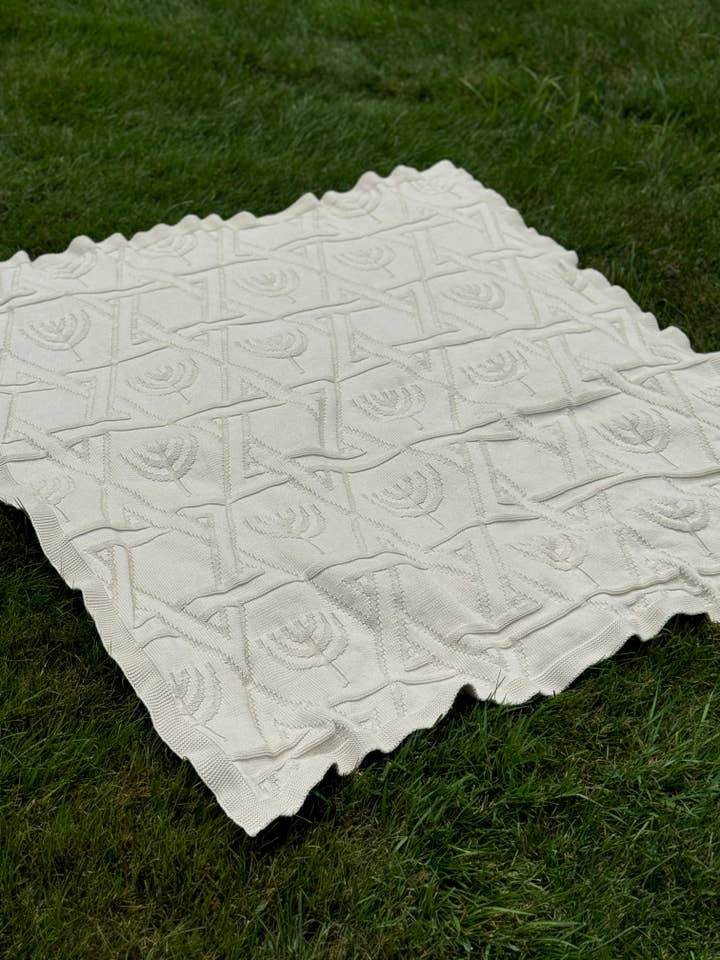 Star of David and Menorah Design Adult Blanket | JUDAICA for wholesale by JEWISHJOY.co