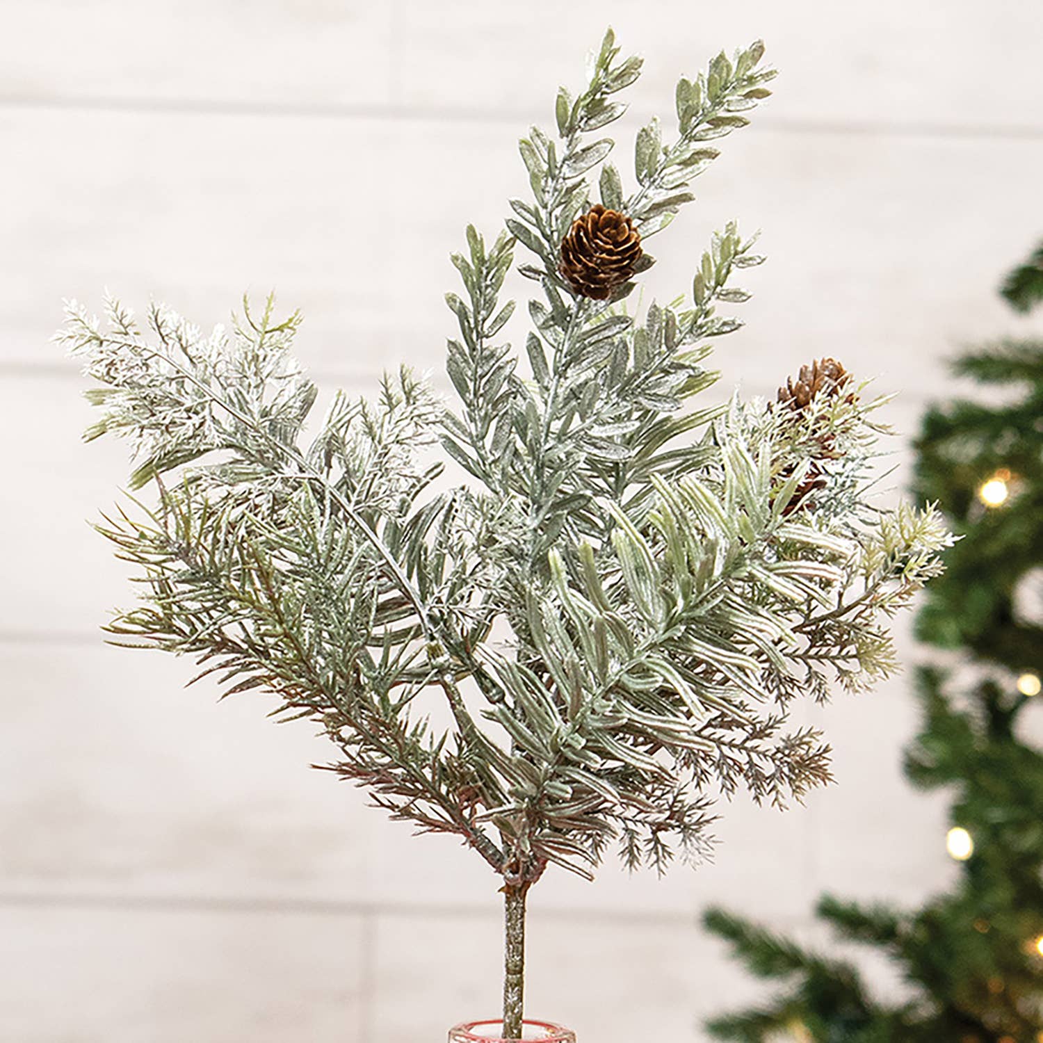 Saybrook Lane - Wholesale Christmas Decoration - Silver Hemlock Pick, 14"1