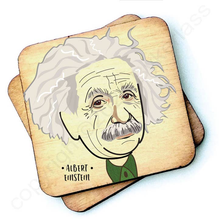 Albert Einstein - Character Wooden Coaster - RWC1 (Six Pack) for wholesale by Wotmalike