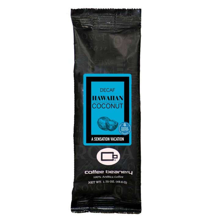 Hawaiian Coconut SWP Decaf Flavored Coffee | 1.75 oz One Pot for wholesale by Coffee Beanery
