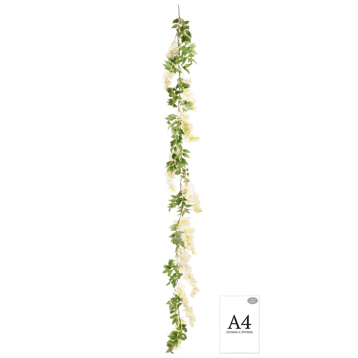 Eleganza Floral - Wholesale Artificial Flowers - Wisteria Garland 1.8m 3 Large 6 Small 34 Leaves White1