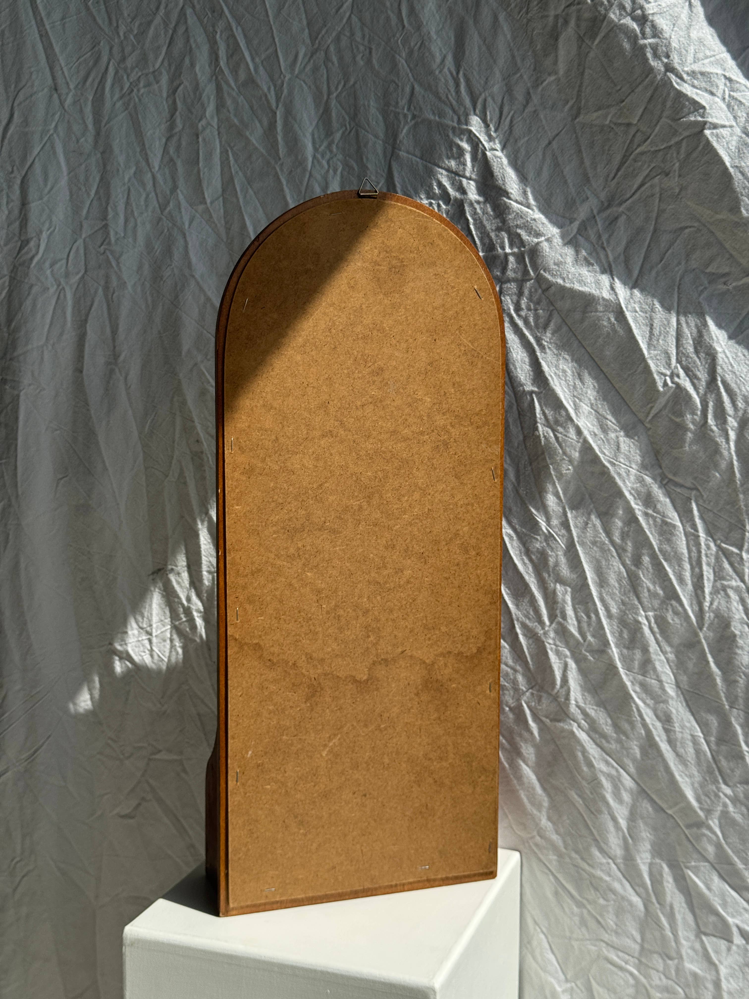 Office Objets - Wholesale Wall Mirror - Rounded mirror with a brown wooden drawer H676