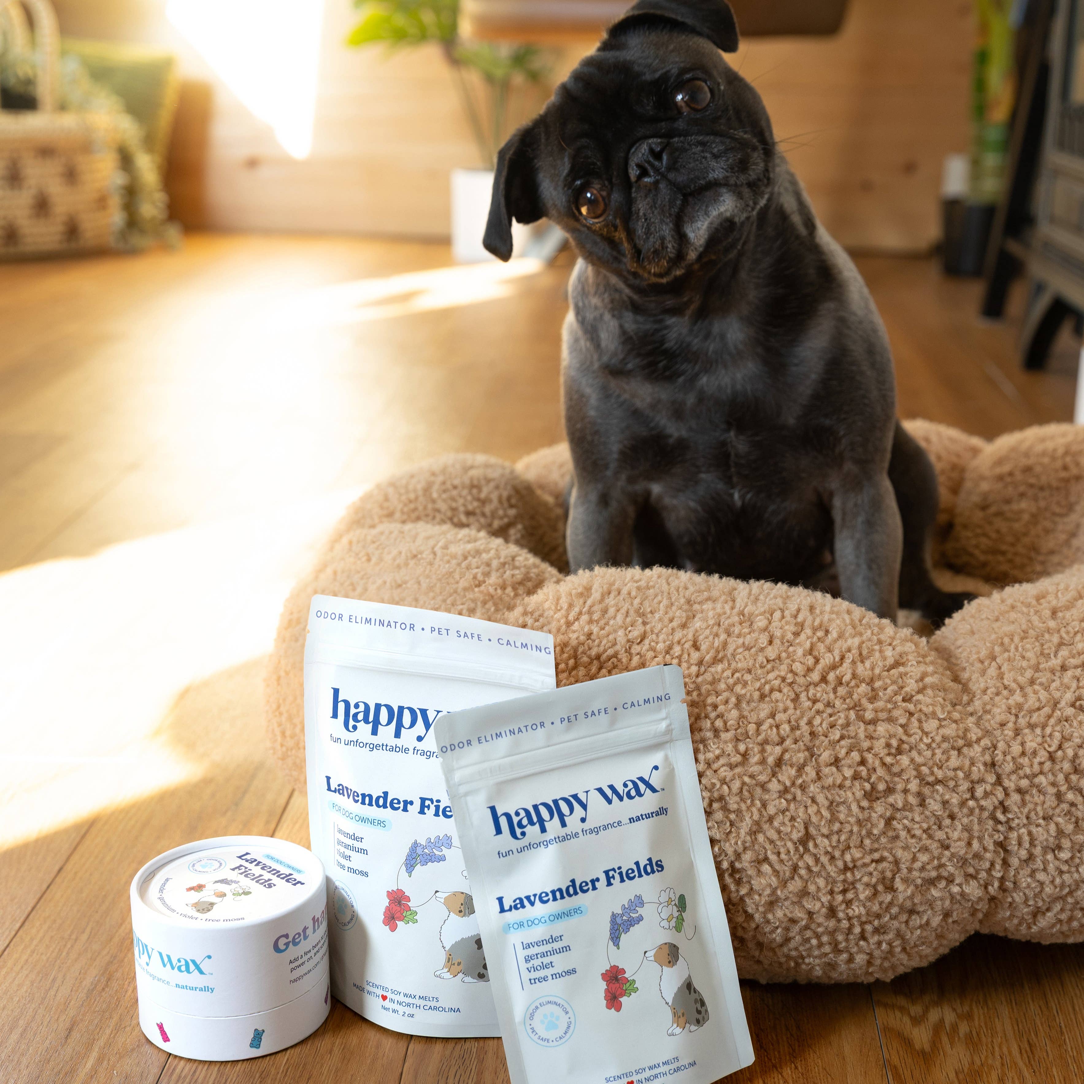 Happy Wax - Vente Spray désodorisant - Cires parfumées pour animaux de compagnie à la lavande pour propriétaires d'animaux (56 g)2