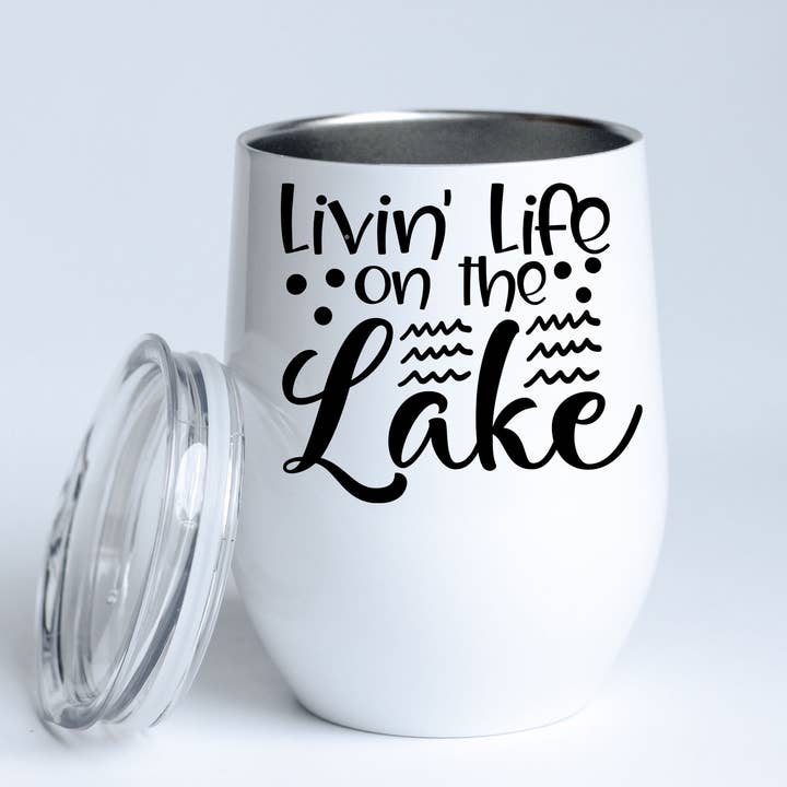 Lake Life Wine Tumbler | Lakefront Cottage Cabin Decor Gifts for wholesale by The Traveled Lane®