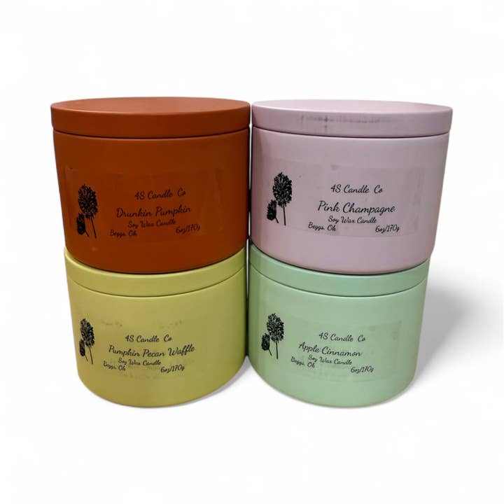 4S Candle Co - Wholesale Jar/Filled Candle - Tin Soy Wax Candle (Variety of Colors)5