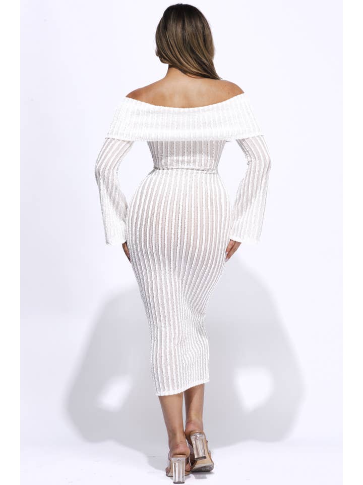 K Too - Wholesale Dress – Women's - Ruffled fabric off shoulder midi dress8