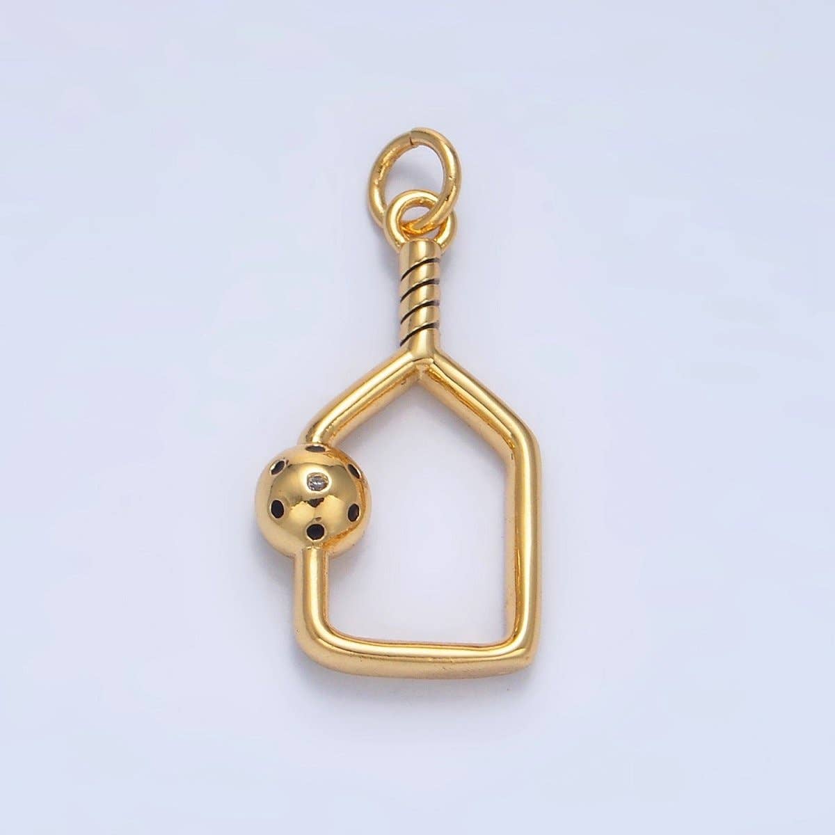 Aim Eternal - Venta al por mayor Abalorios/colgantes individuales - Raqueta de Pickleball de Oro Relleno de 24K Abierta Encanto Deportivo | X9110