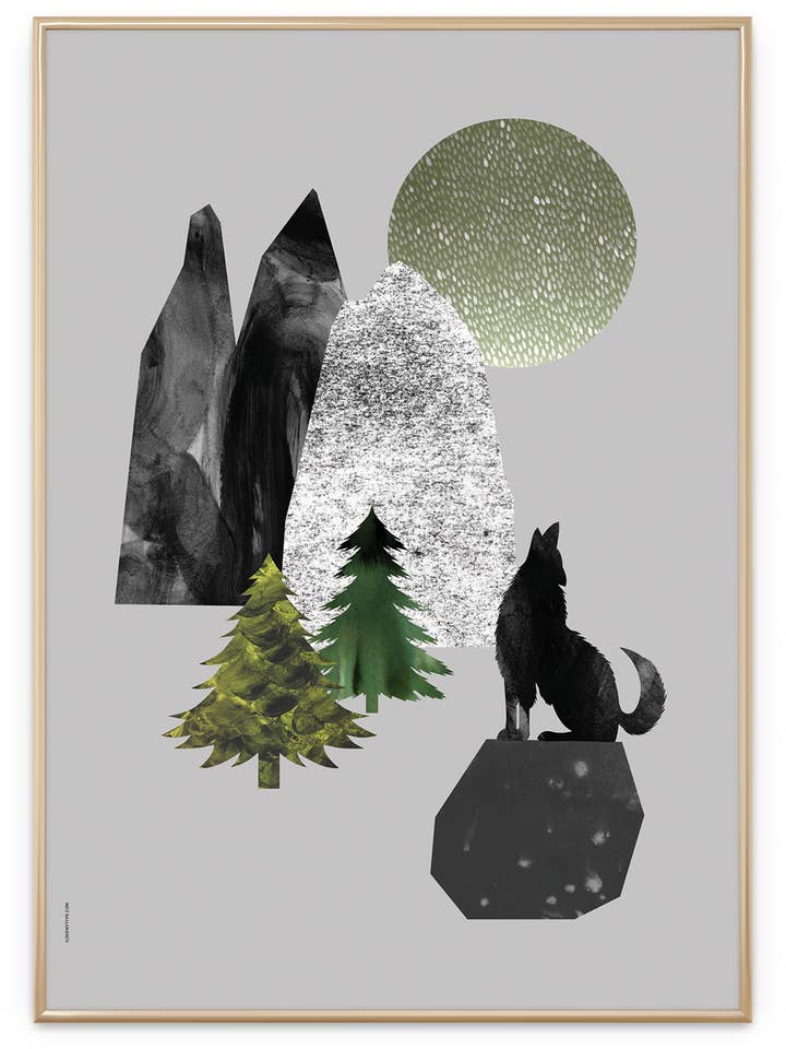 Howling Wolf, gris clair, impression artistique, différentes tailles pour la vente par I Love My Type