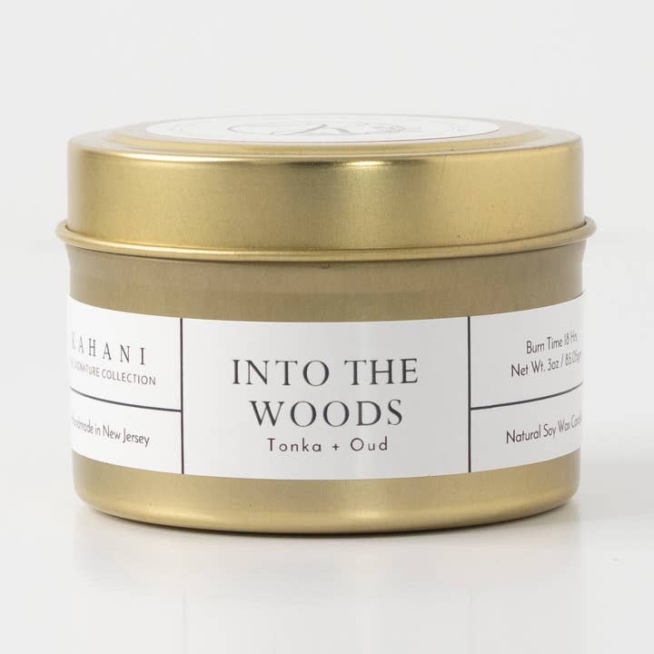 Into the Wood | Tonka + Oud (Tin Candle) for wholesale by Kahani