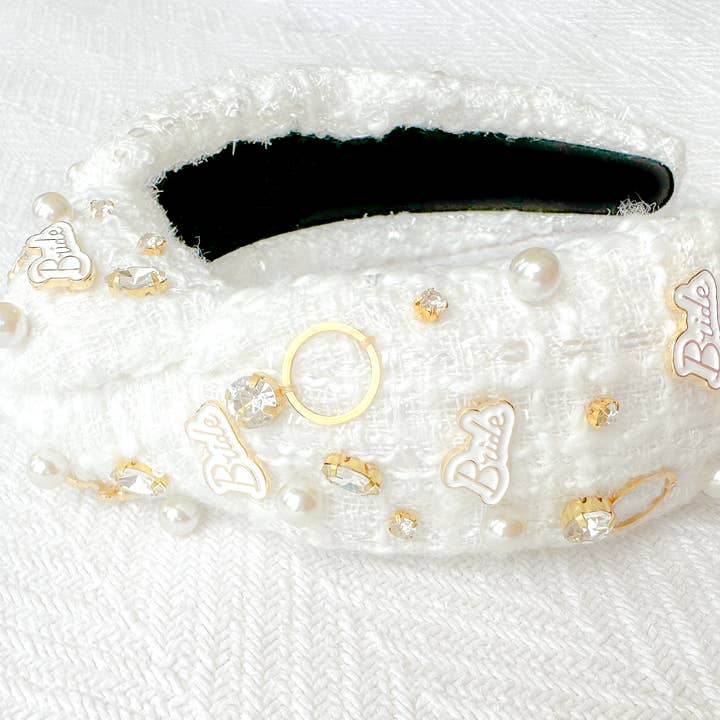 Bridal Headband - Top Knot hand sewn with ring and enamel for wholesale by Social Grace & Company
