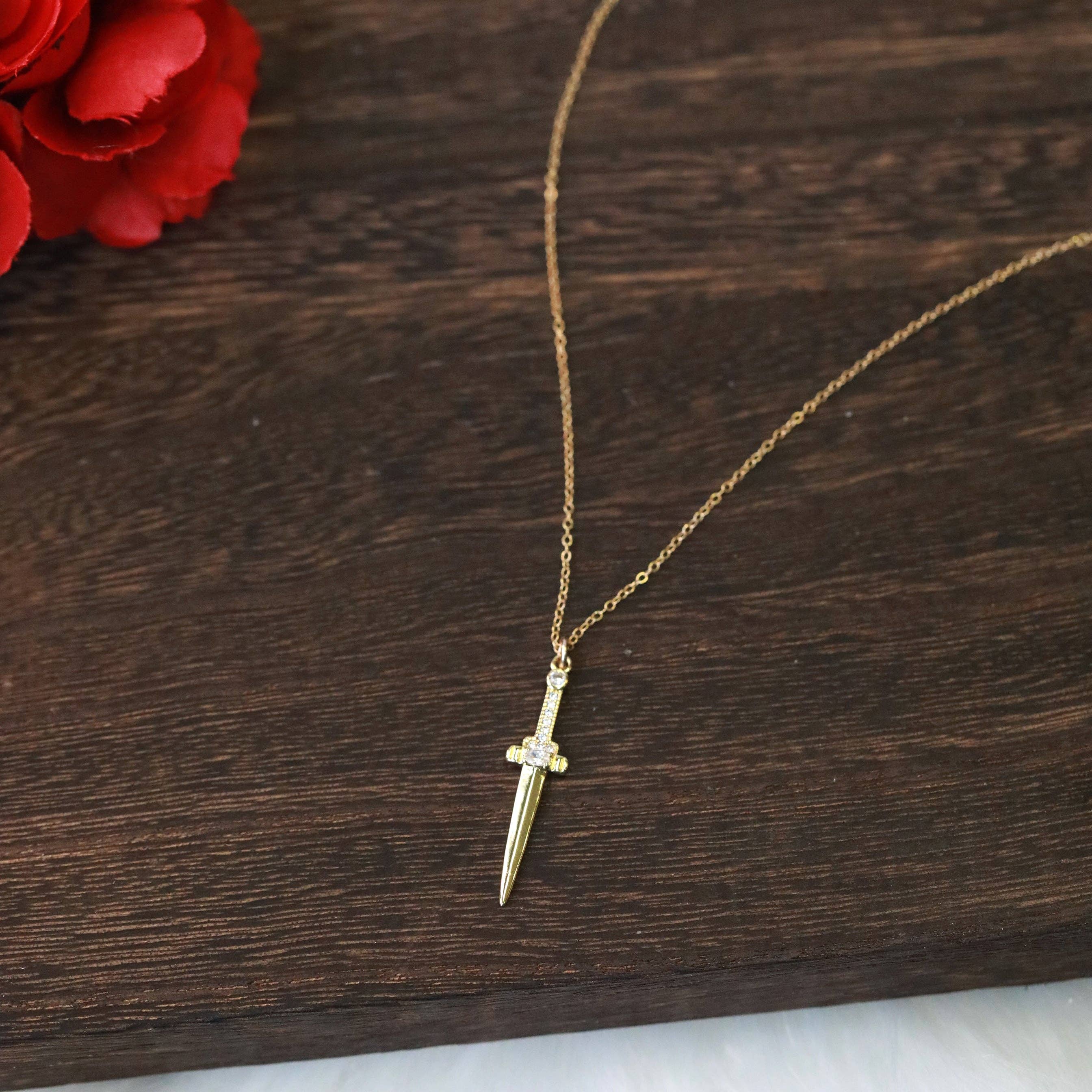 The Gilded Witch – wholesale Pendant/charm necklace – Gold Filled Athame Dagger Charm Necklace - Modern Witch3