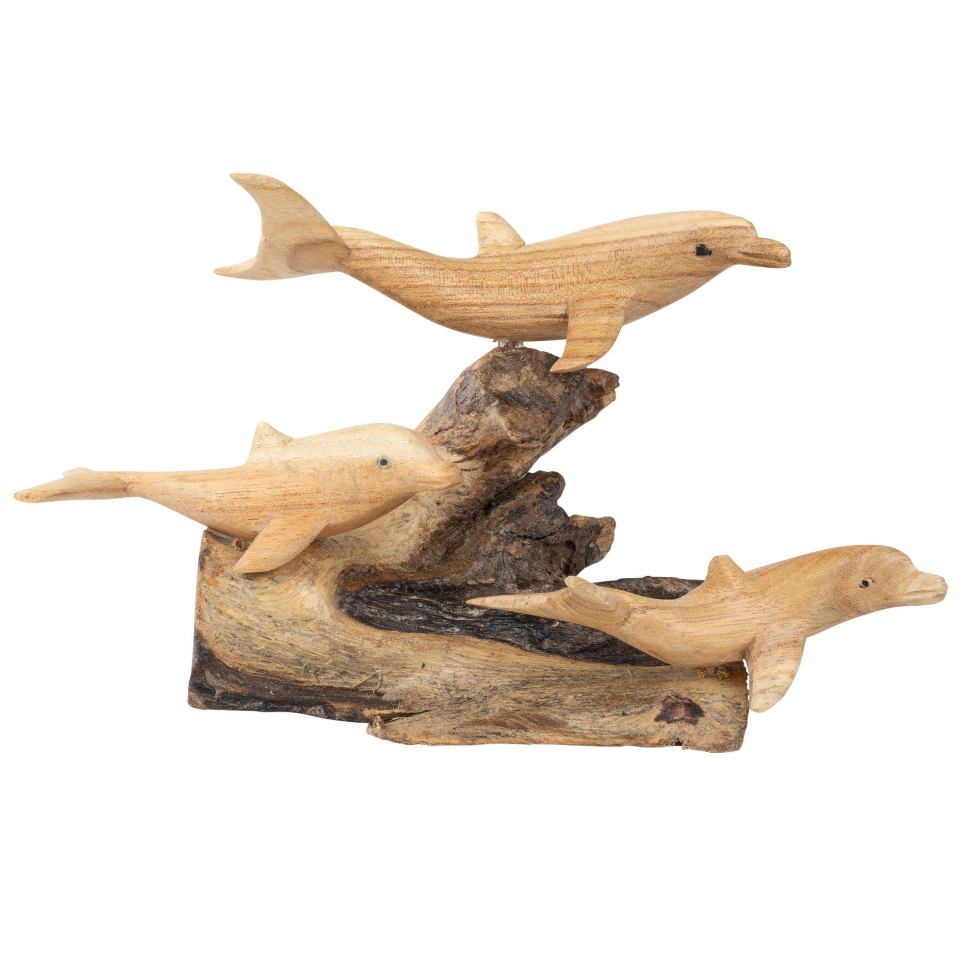 Benjamin International - Wholesale Decorative Figurine - 3 WOODEN DOLPHINS W/ BASE1