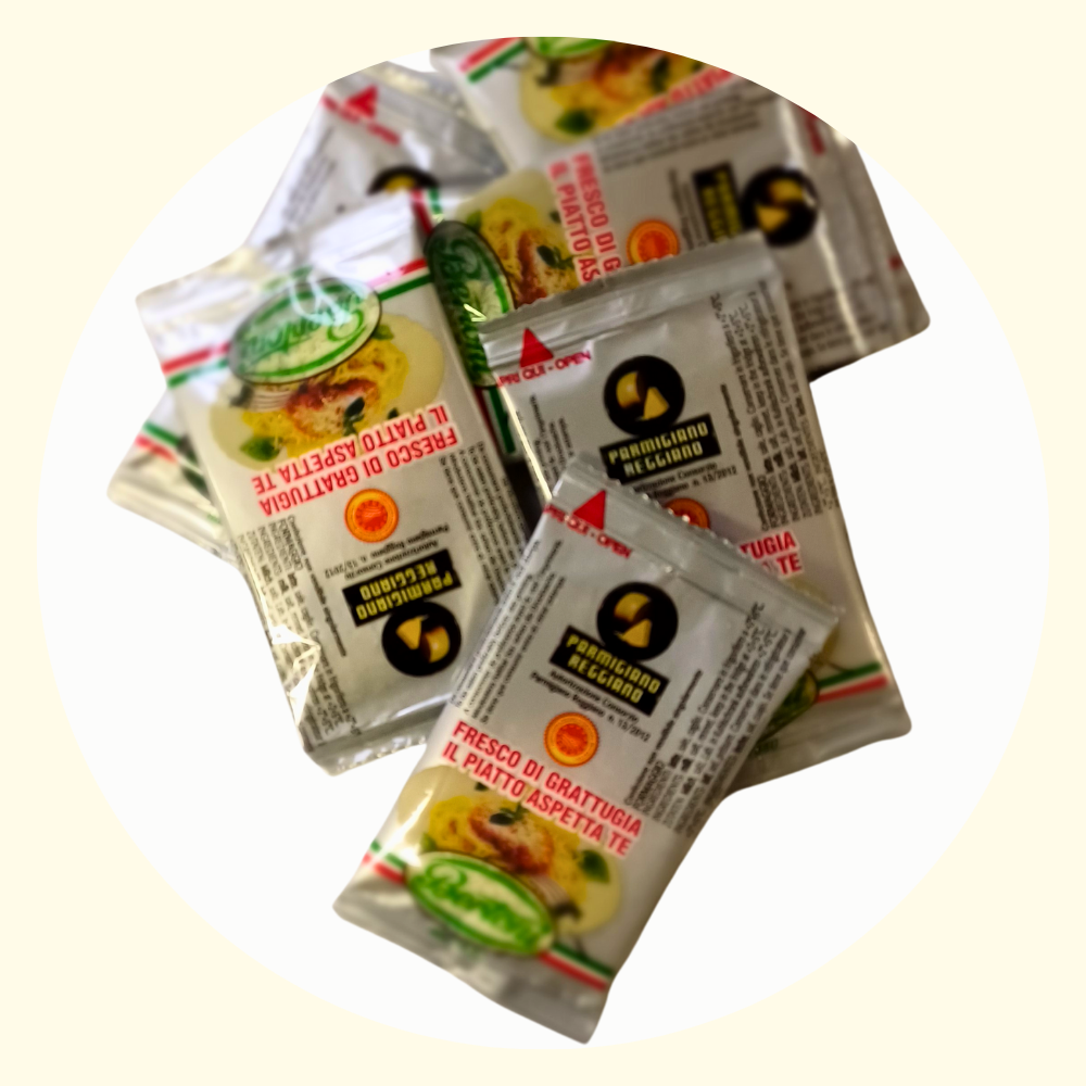 Gourm.it – Engroshandel Ost – Revet Parmigiano Reggiano enkeltportion 5g. DOP. Italien.3